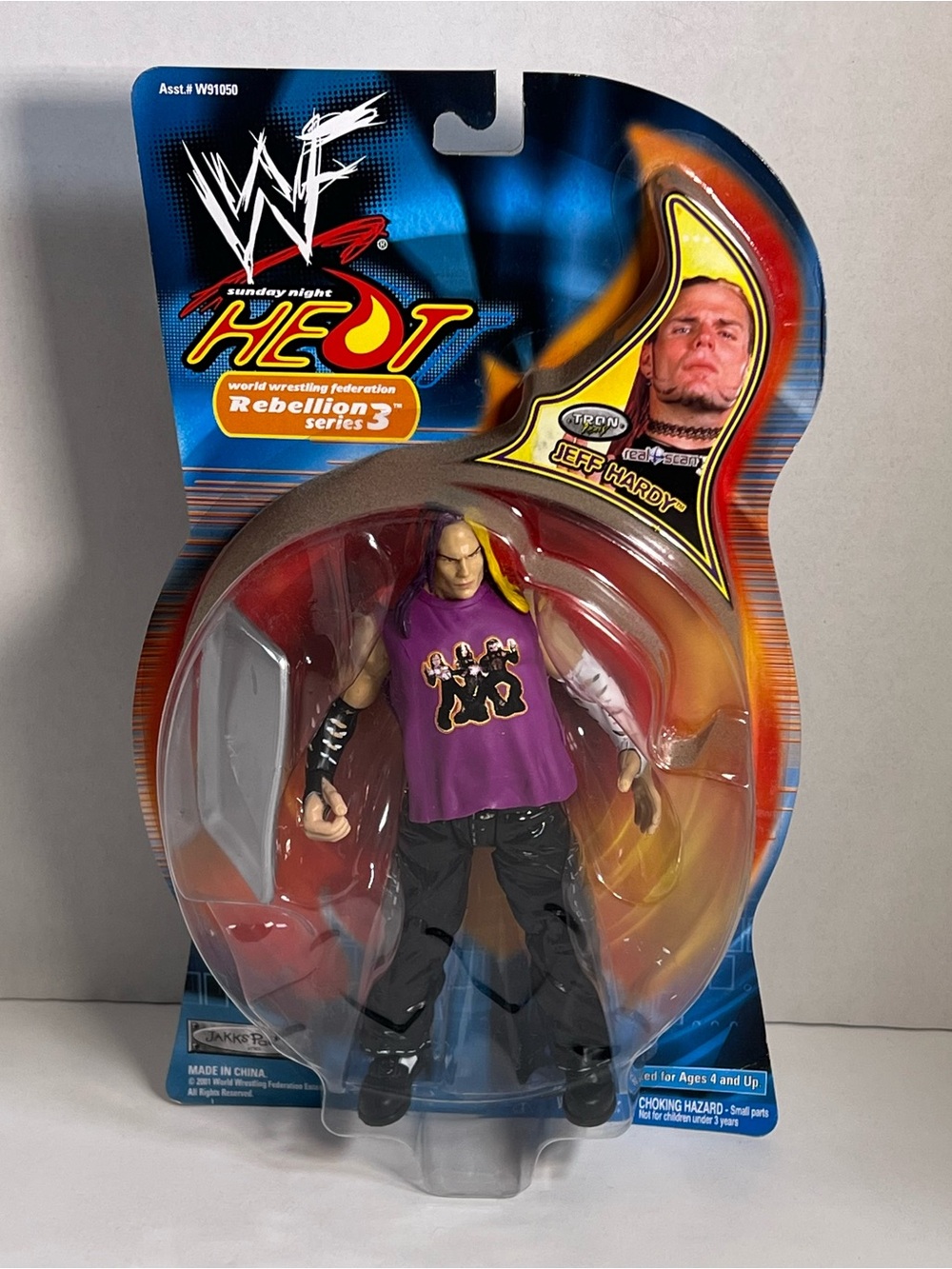 WWF Heat Rebellion Jeff Hardy Action Figure - Purple Shirt